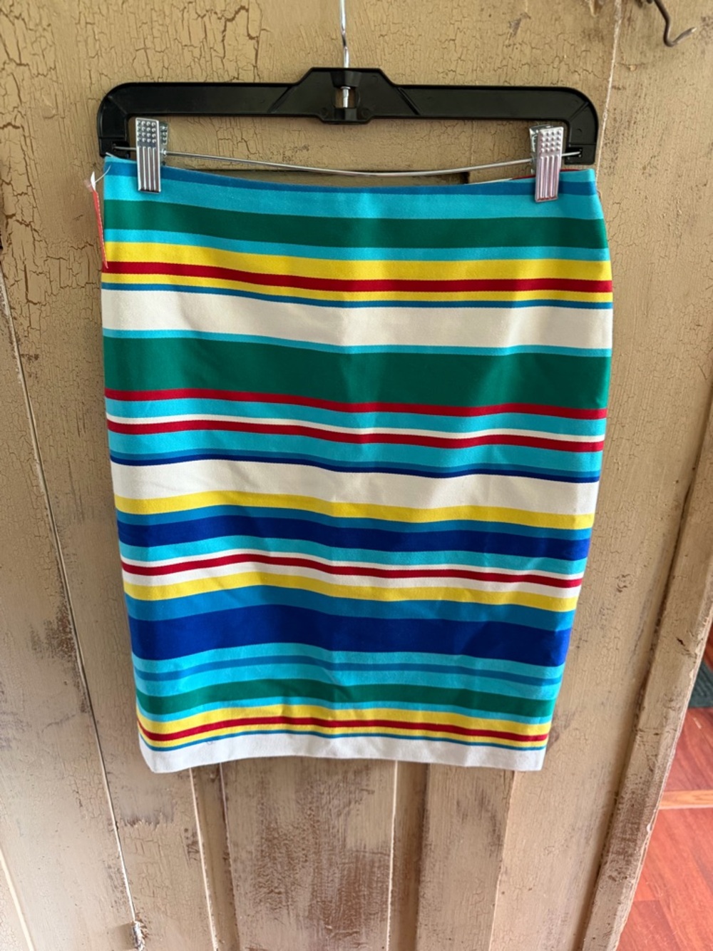 Talbots Striped Pencil Skirt - Teal, Blue, Yellow & White